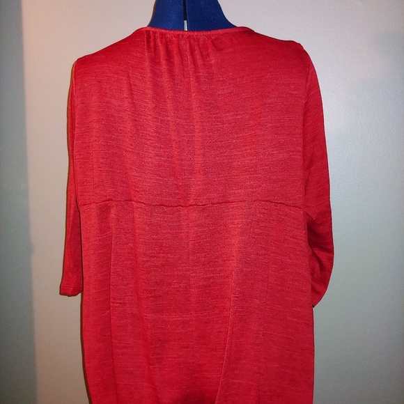 Red Embellished Neckline Tee - Picture 3 of 5